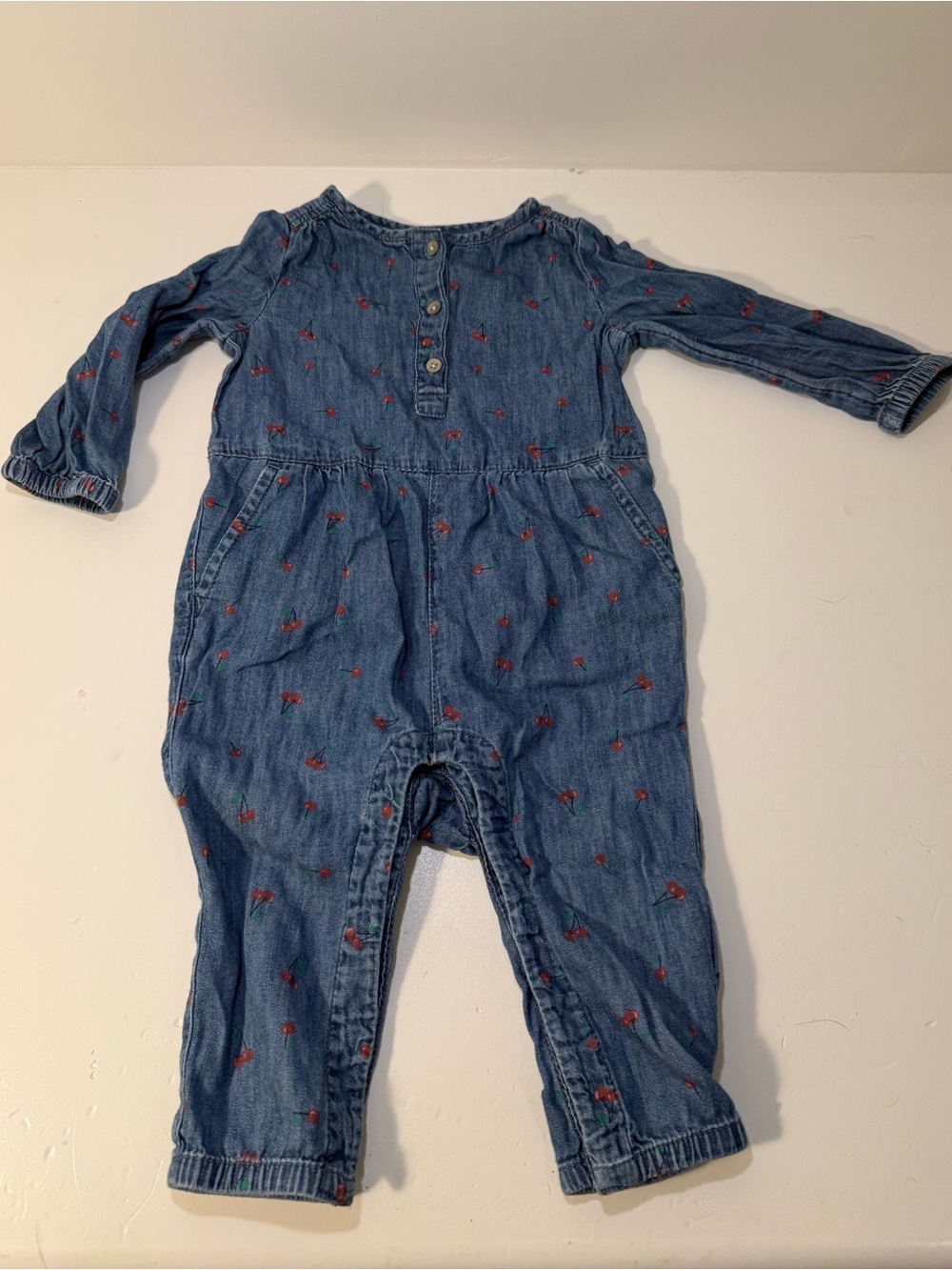 Gap 6–12M Baby Girls Cherry Denim One-Piece
